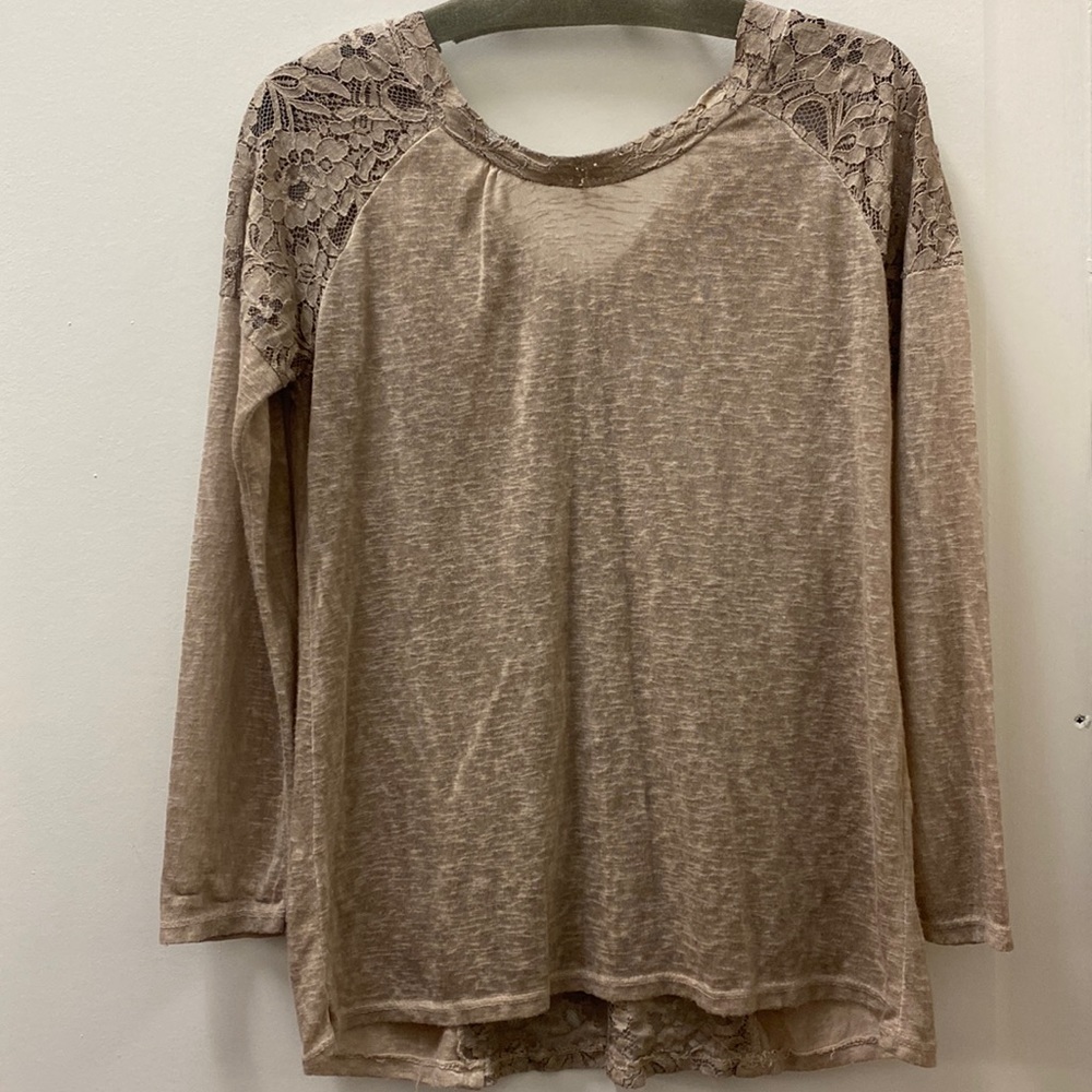 Elena Baldi Taupe Tie-Back Blouse
